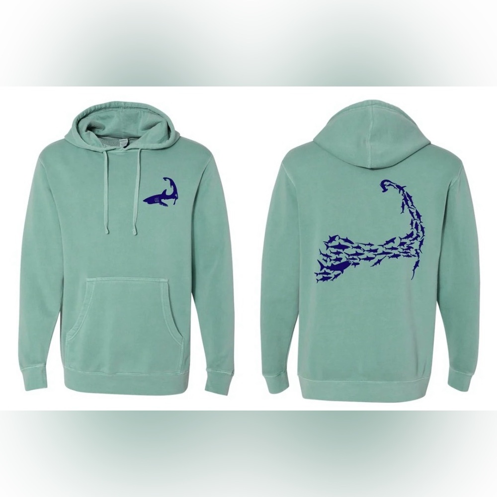 CAPE COD SHARK seafoam hoodie - unisex large